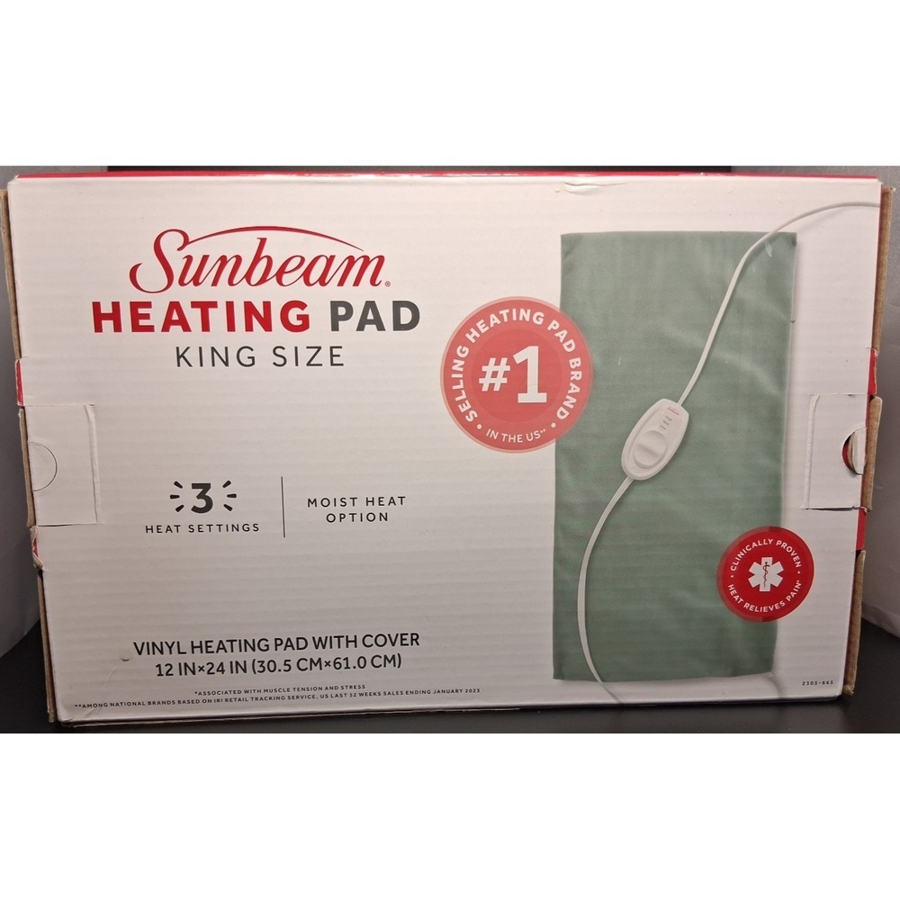 2023 Sunbeam King Size Heating Pad 12 IN x 24 IN‎ Heating Pad with Cover